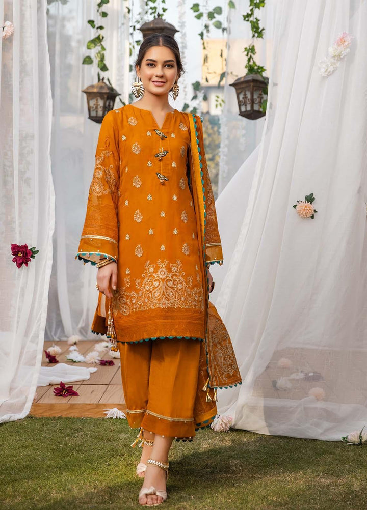 Parishey By Zaaviay Embroidered Chiffon Suits Unstitched 3 Piece ZV21P FIRUZ - Luxury Collection