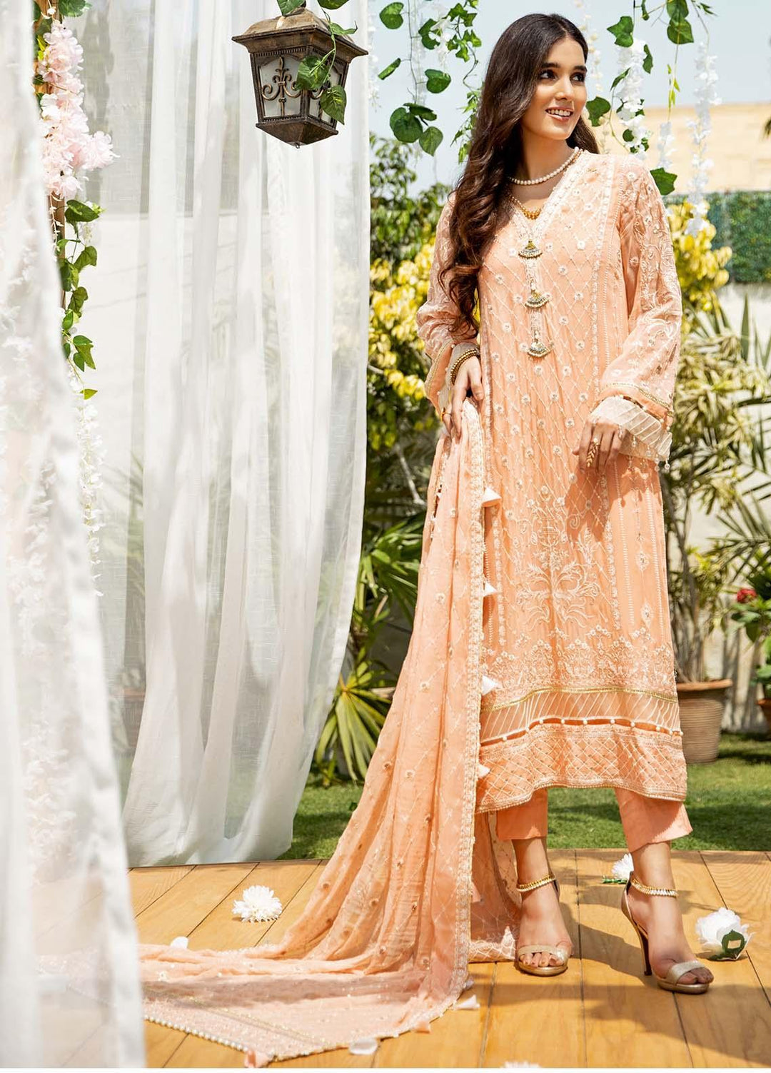 Parishey By Zaaviay Embroidered Chiffon Suits Unstitched 3 Piece ZV21P HOORIYA - Luxury Collection