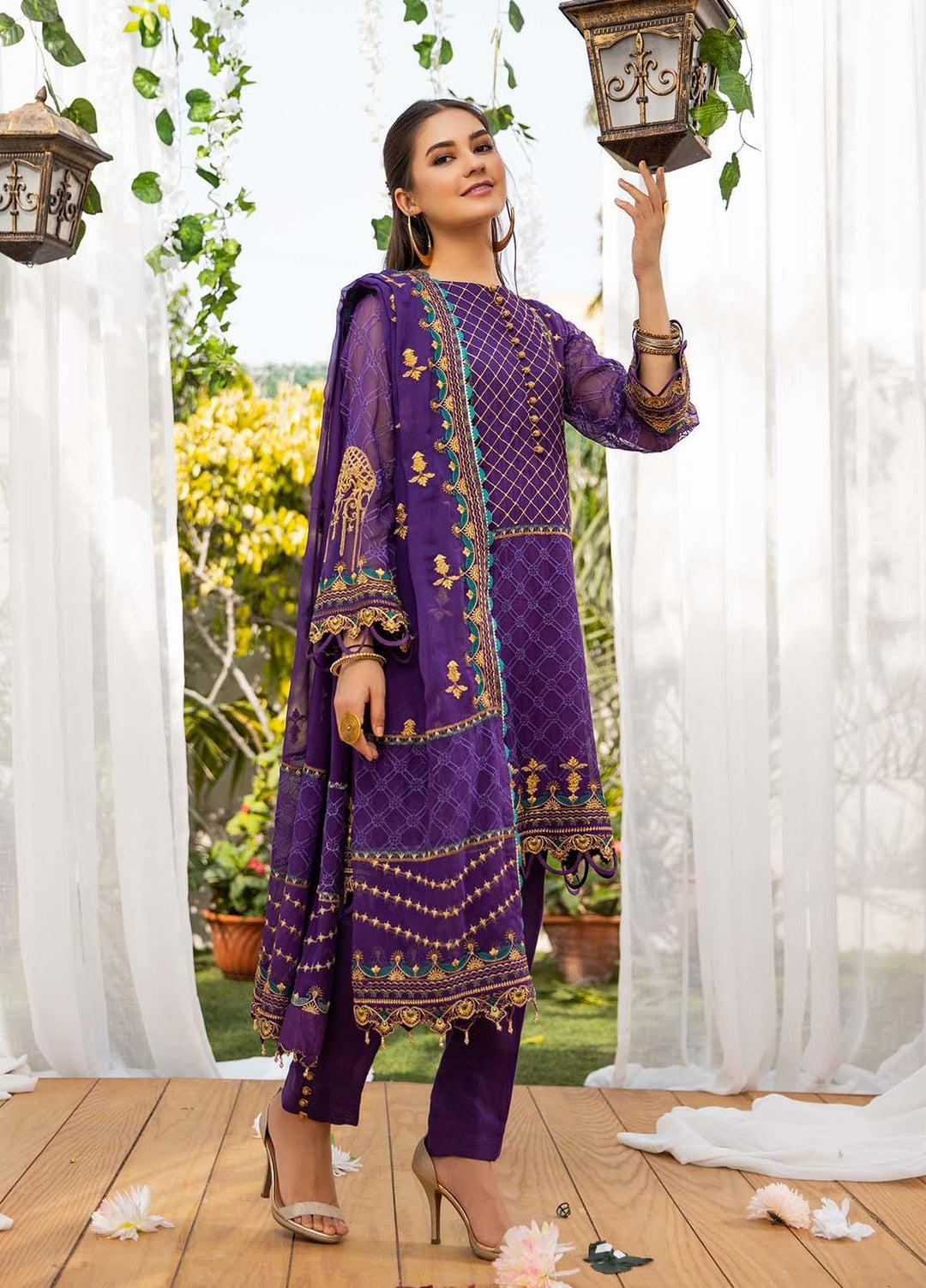 Parishey By Zaaviay Embroidered Chiffon Suits Unstitched 3 Piece ZV21P TAREEF - Luxury Collection