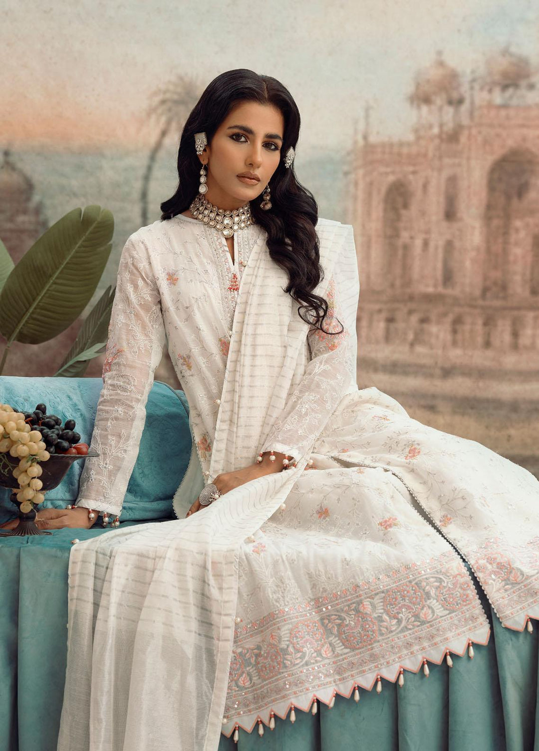Parizah By Gul Ahmed Embroidered Cotton Suits Unstitched 4 Piece GA23PZ PRW32008 - Luxury Wedding Collection