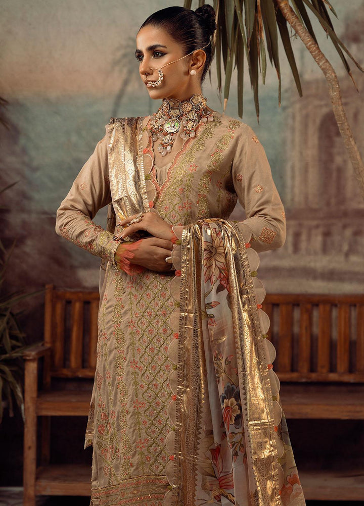Parizah By Gul Ahmed Embroidered Raw Silk Suits Unstitched 3 Piece GA23PZ PRW32011 - Luxury Wedding Collection