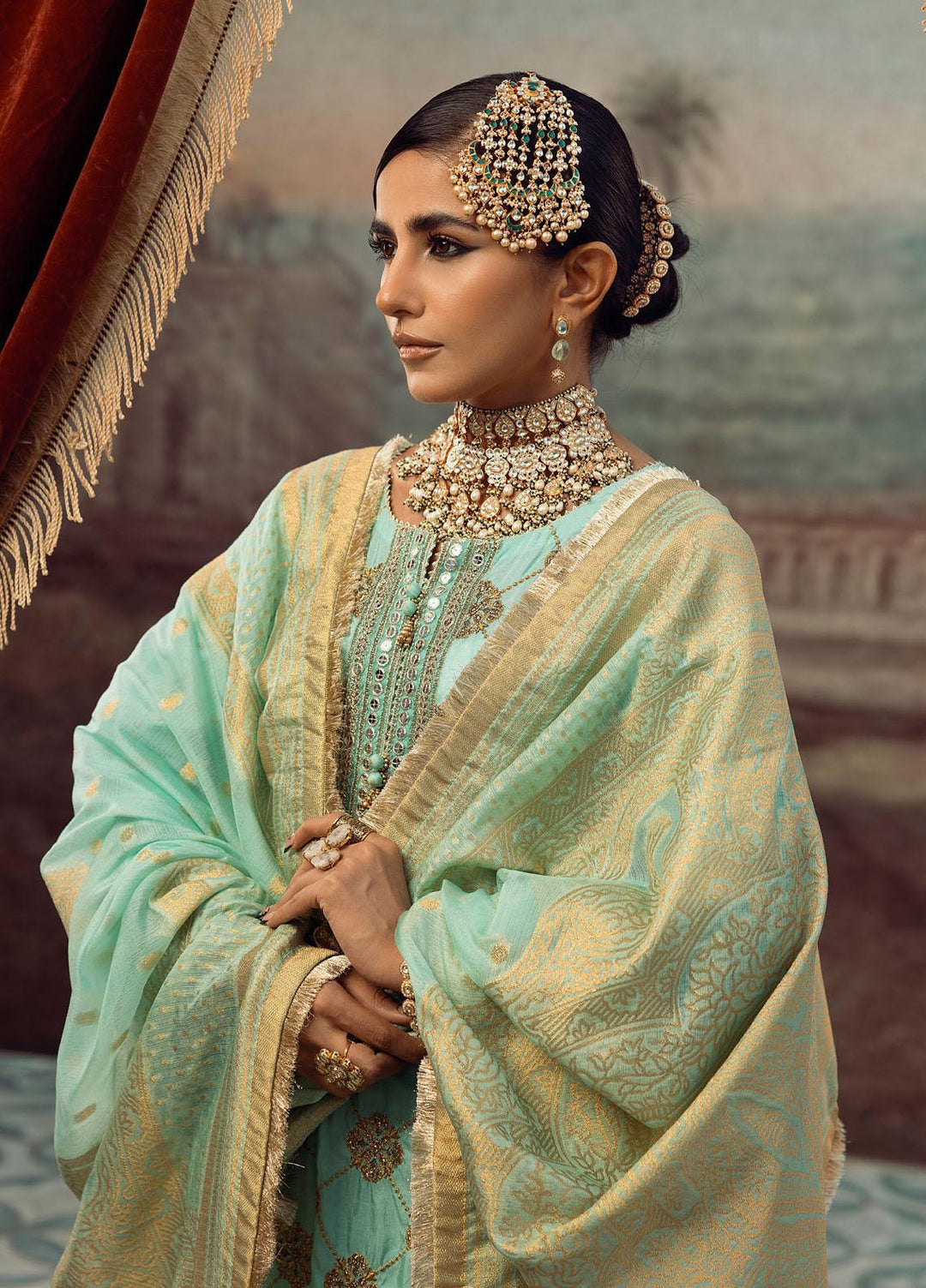 Parizah By Gul Ahmed Embroidered Raw Silk Suits Unstitched 3 Piece GA23PZ PRW32038 - Luxury Wedding Collection