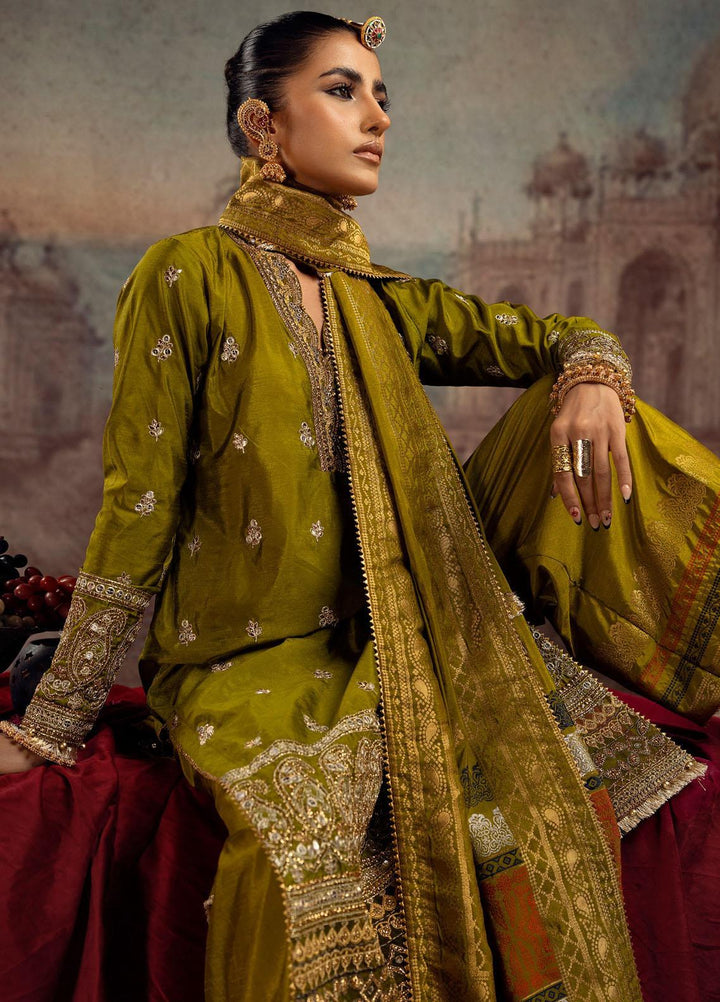 Parizah By Gul Ahmed Embroidered Raw Silk Suits Unstitched 3 Piece GA23PZ PRW32039 - Luxury Wedding Collection