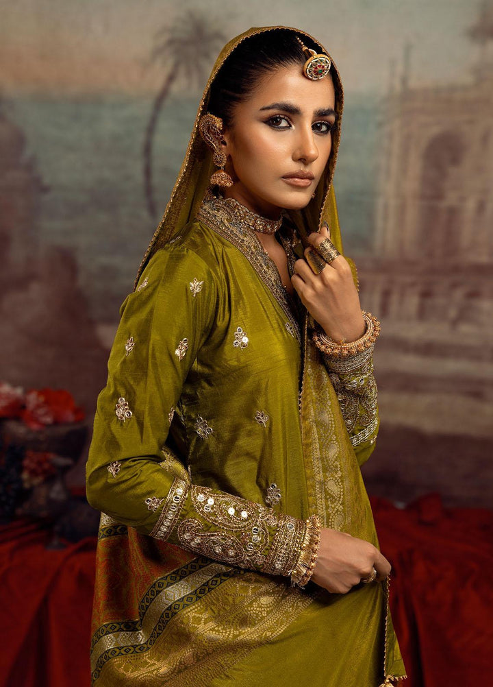 Parizah By Gul Ahmed Embroidered Raw Silk Suits Unstitched 3 Piece GA23PZ PRW32039 - Luxury Wedding Collection