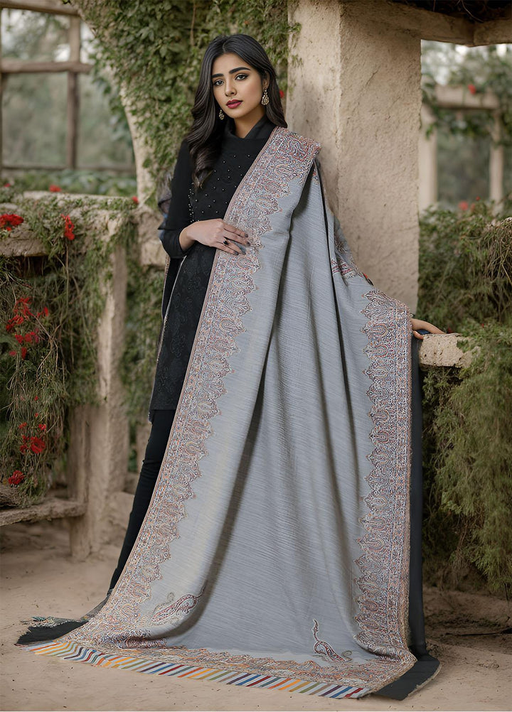 Sanaulla Exclusive Range  Pashmina  Mama D-03 L Grey - Women Shawls