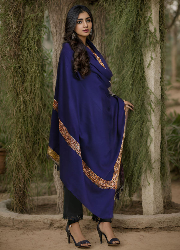 Sanaulla Exclusive Range  Pashmina  Mama D-21 D Blue - Women Shawls