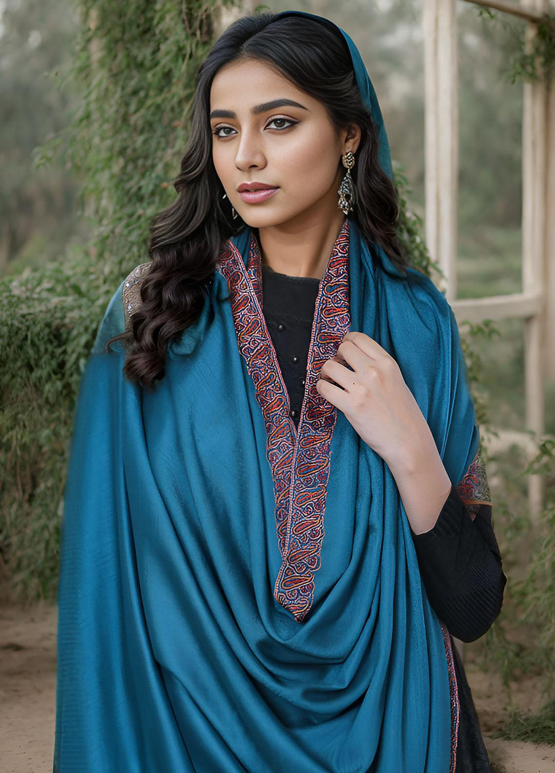 Sanaulla Exclusive Range  Pashmina  Mama D-21 Green - Women Shawls