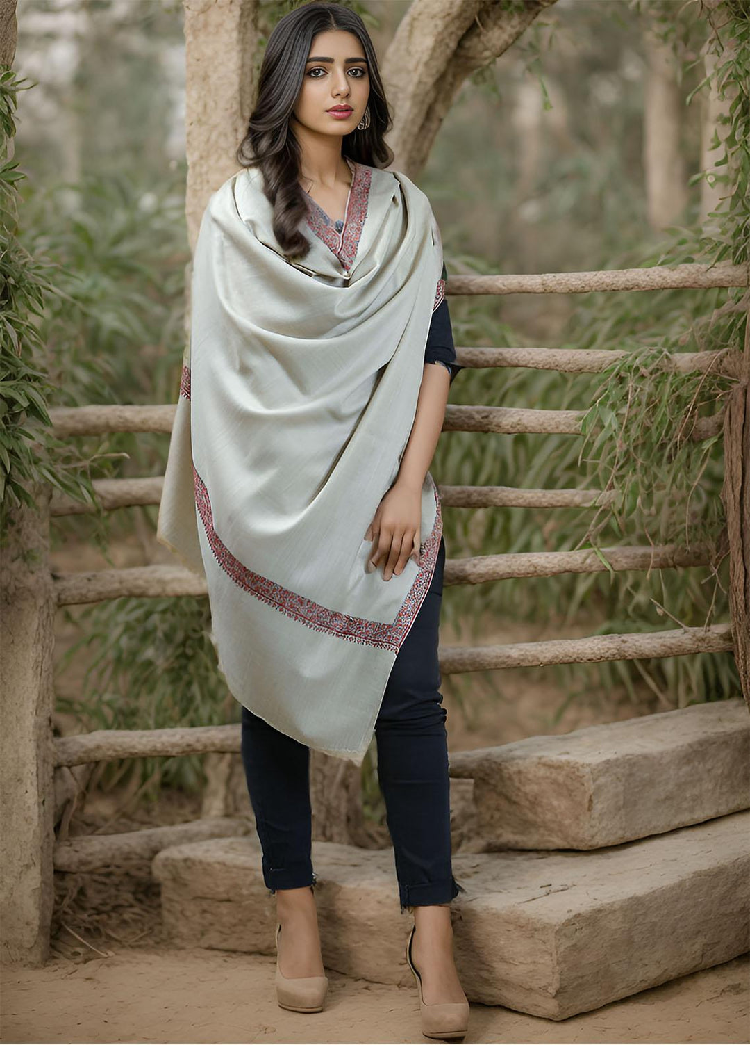 Sanaulla Exclusive Range  Pashmina  KPS 781 D-24 L Brown - Women Shawls