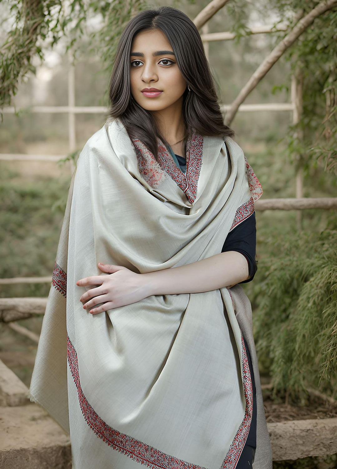 Sanaulla Exclusive Range  Pashmina  KPS 781 D-24 L Brown - Women Shawls