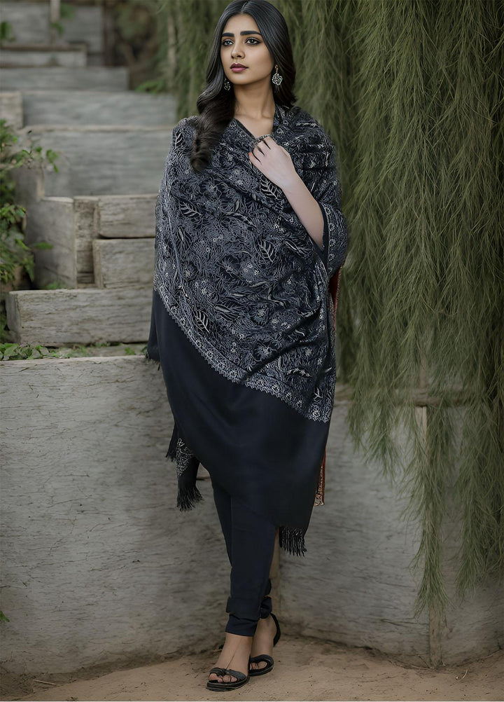 Sanaulla Exclusive Range  Pashmina  KPS 781 D-56 Black - Women Shawls