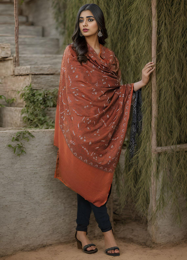 Sanaulla Exclusive Range  Pashmina  KPS 781 D-56 Rust - Women Shawls