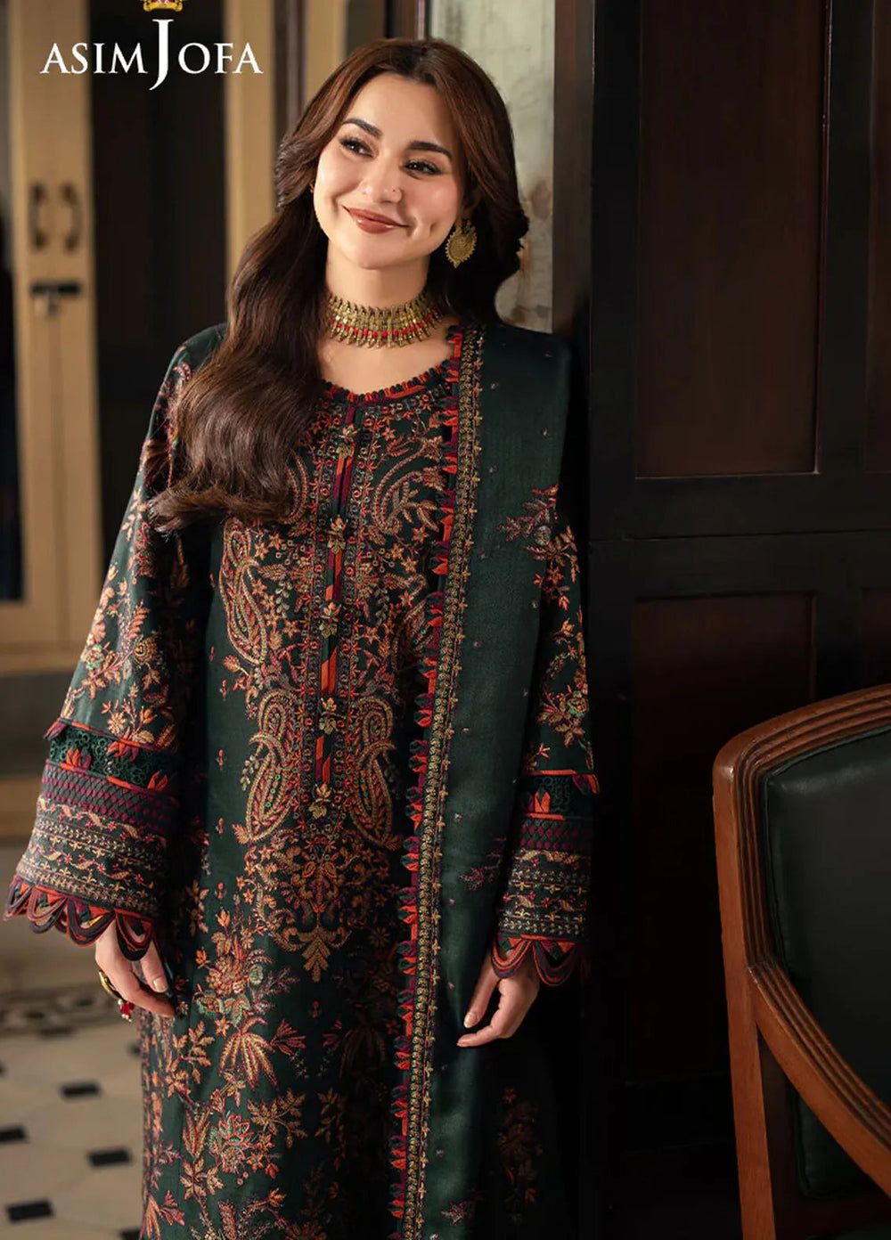 Pashmina by Asim Jofa Embroidered Self Twill Suits Unstitched 3 Piece AJ24PW AJKI-01 - Winter Collection