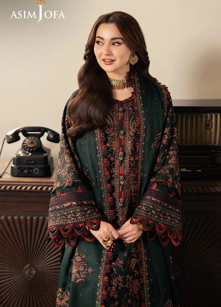 Pashmina by Asim Jofa Embroidered Self Twill Suits Unstitched 3 Piece AJ24PW AJKI-01 - Winter Collection