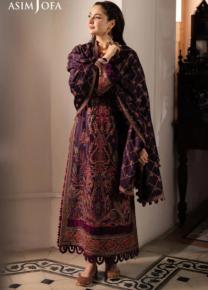 Pashmina by Asim Jofa Embroidered Self Twill Suits Unstitched 3 Piece AJ24PW AJKI-02 - Winter Collection