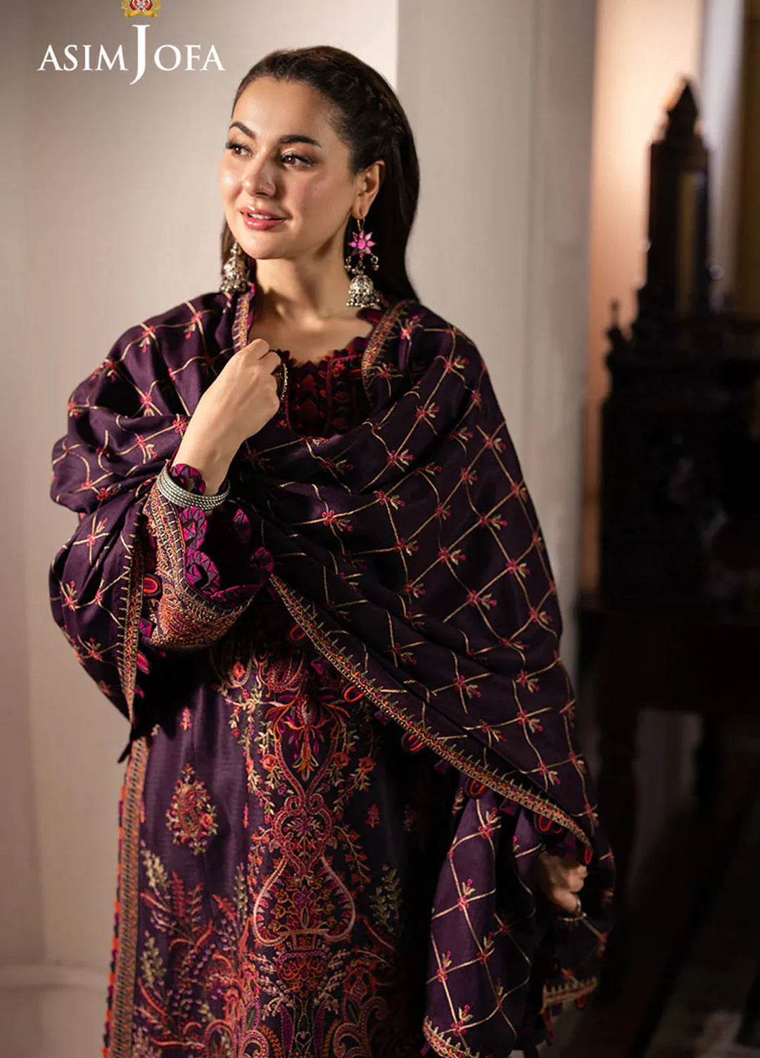 Pashmina by Asim Jofa Embroidered Self Twill Suits Unstitched 3 Piece AJ24PW AJKI-02 - Winter Collection
