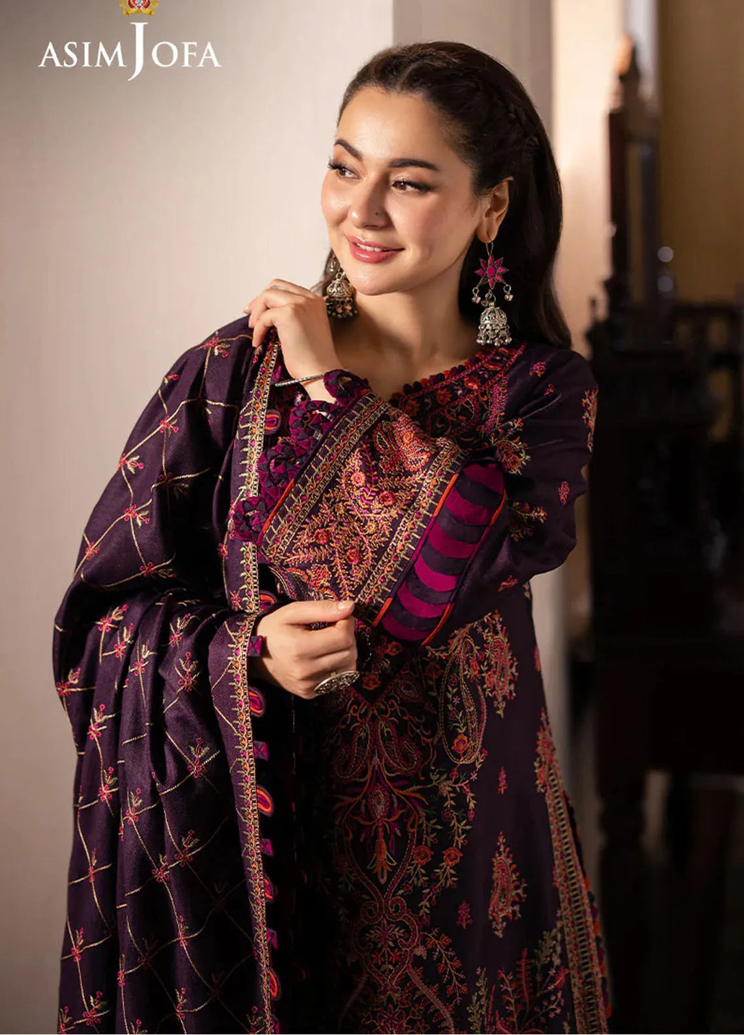 Pashmina by Asim Jofa Embroidered Self Twill Suits Unstitched 3 Piece AJ24PW AJKI-02 - Winter Collection