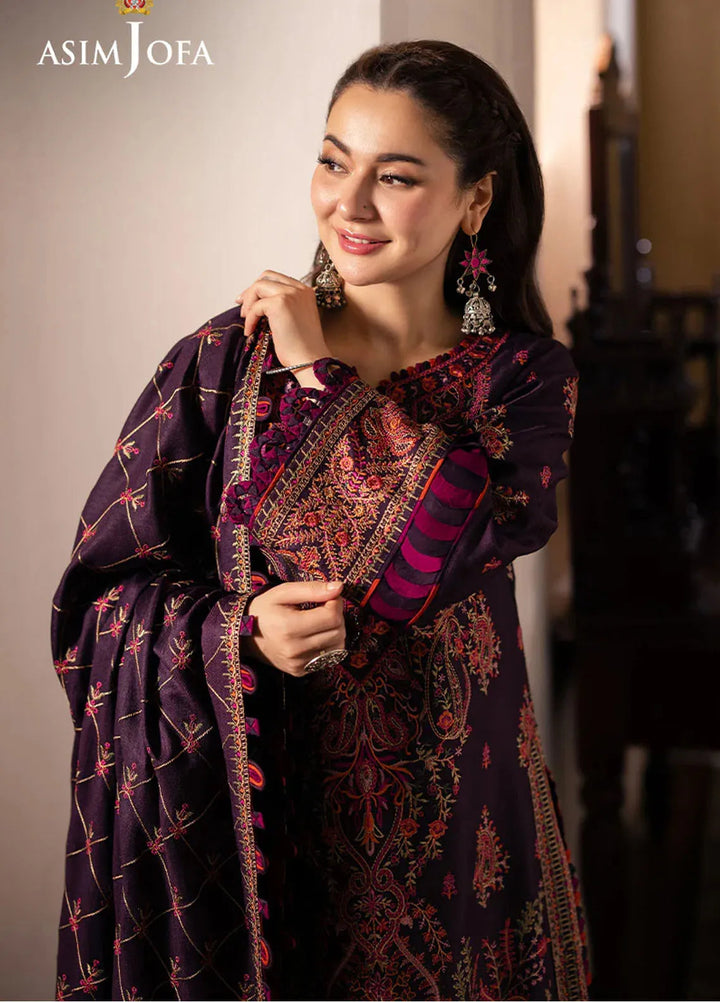 Pashmina by Asim Jofa Embroidered Self Twill Suits Unstitched 3 Piece AJ24PW AJKI-02 - Winter Collection