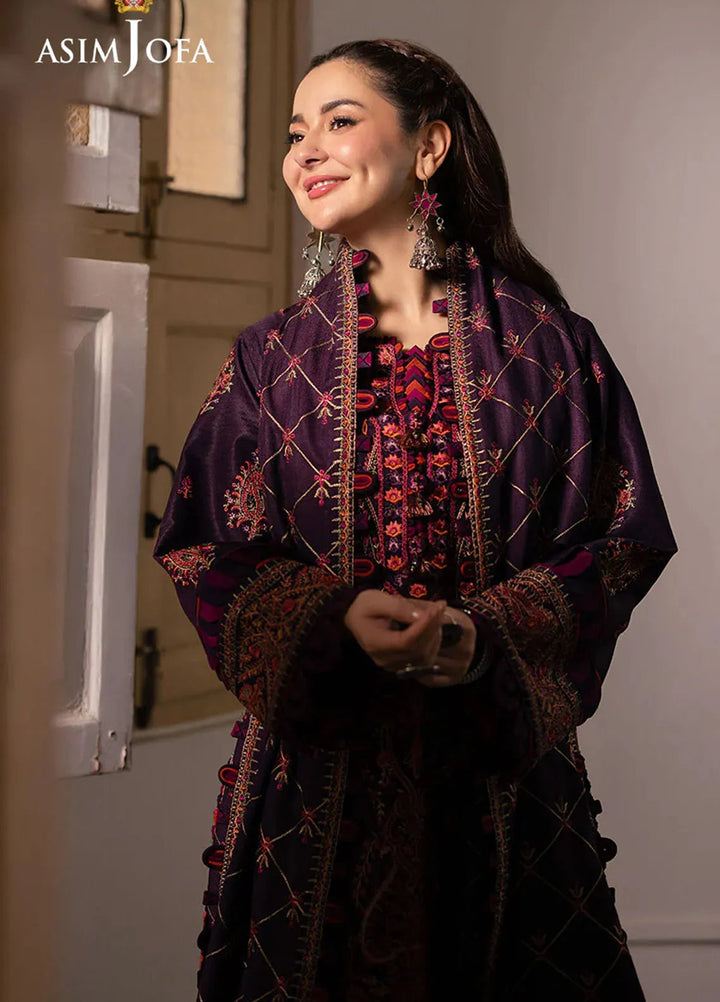 Pashmina by Asim Jofa Embroidered Self Twill Suits Unstitched 3 Piece AJ24PW AJKI-02 - Winter Collection