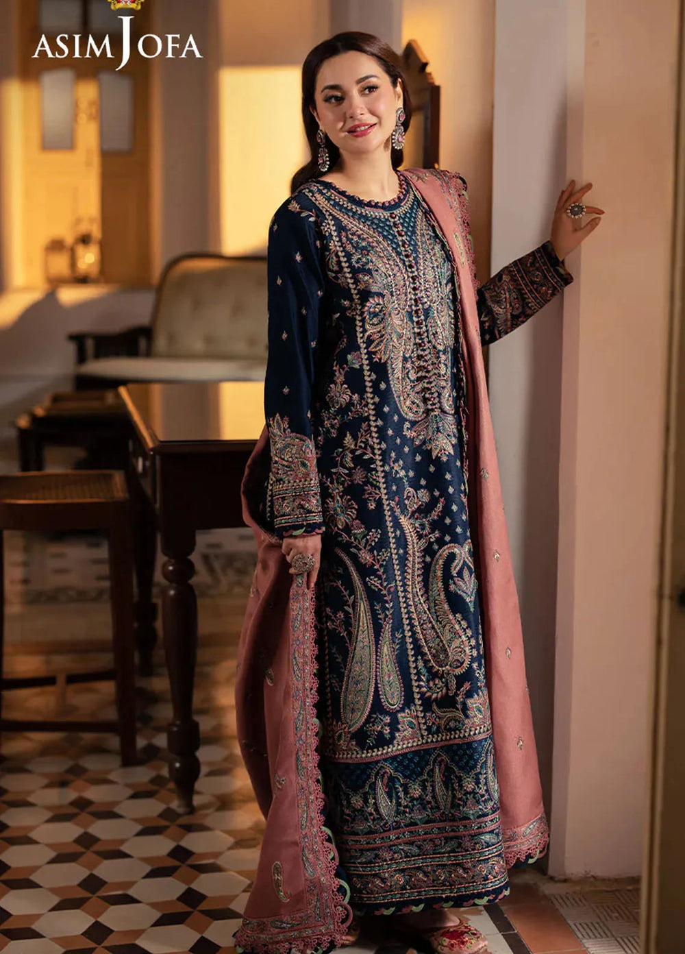 Pashmina by Asim Jofa Embroidered Self Twill Suits Unstitched 3 Piece AJ24PW AJKI-03 - Winter Collection