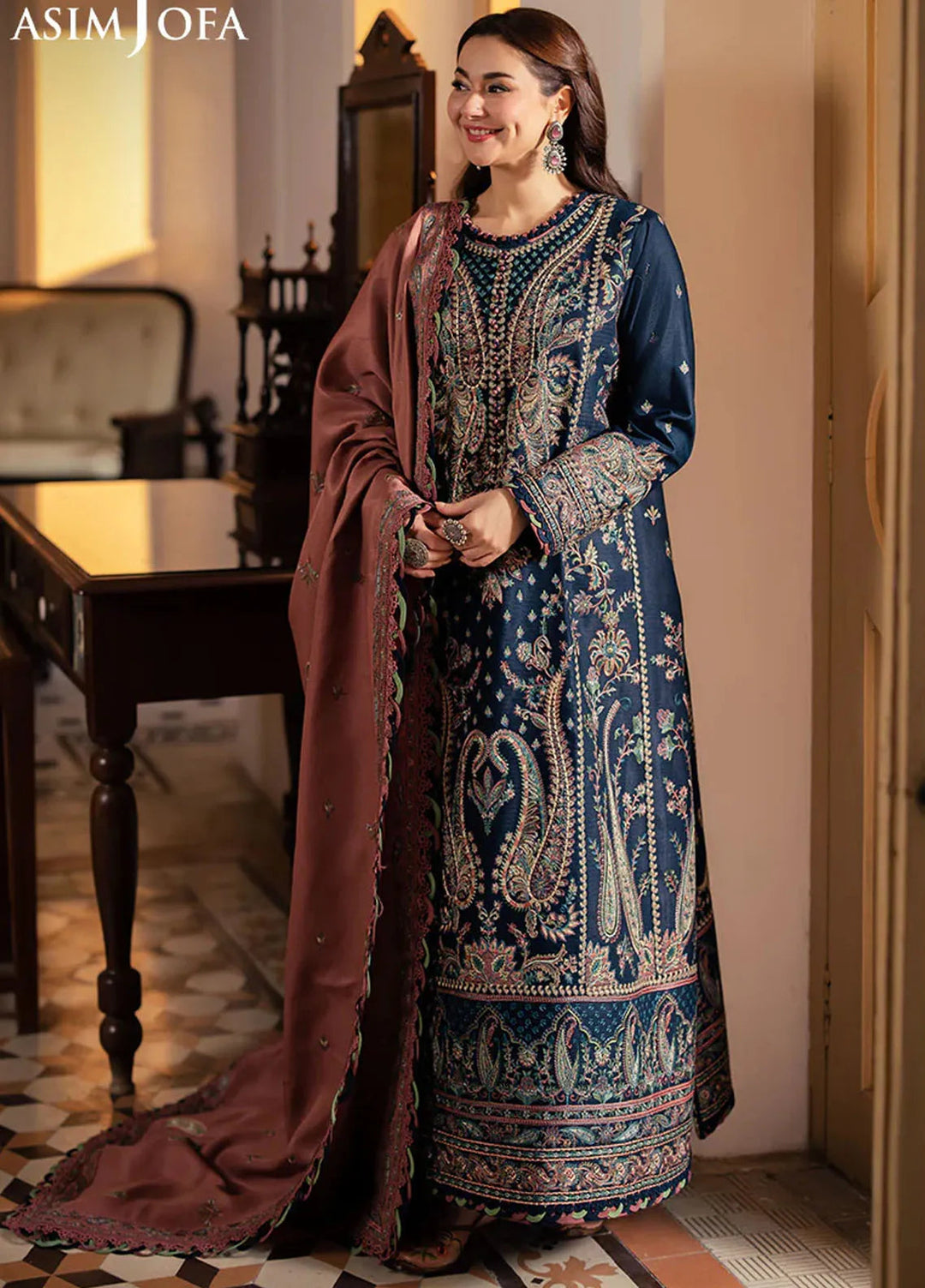 Pashmina by Asim Jofa Embroidered Self Twill Suits Unstitched 3 Piece AJ24PW AJKI-03 - Winter Collection