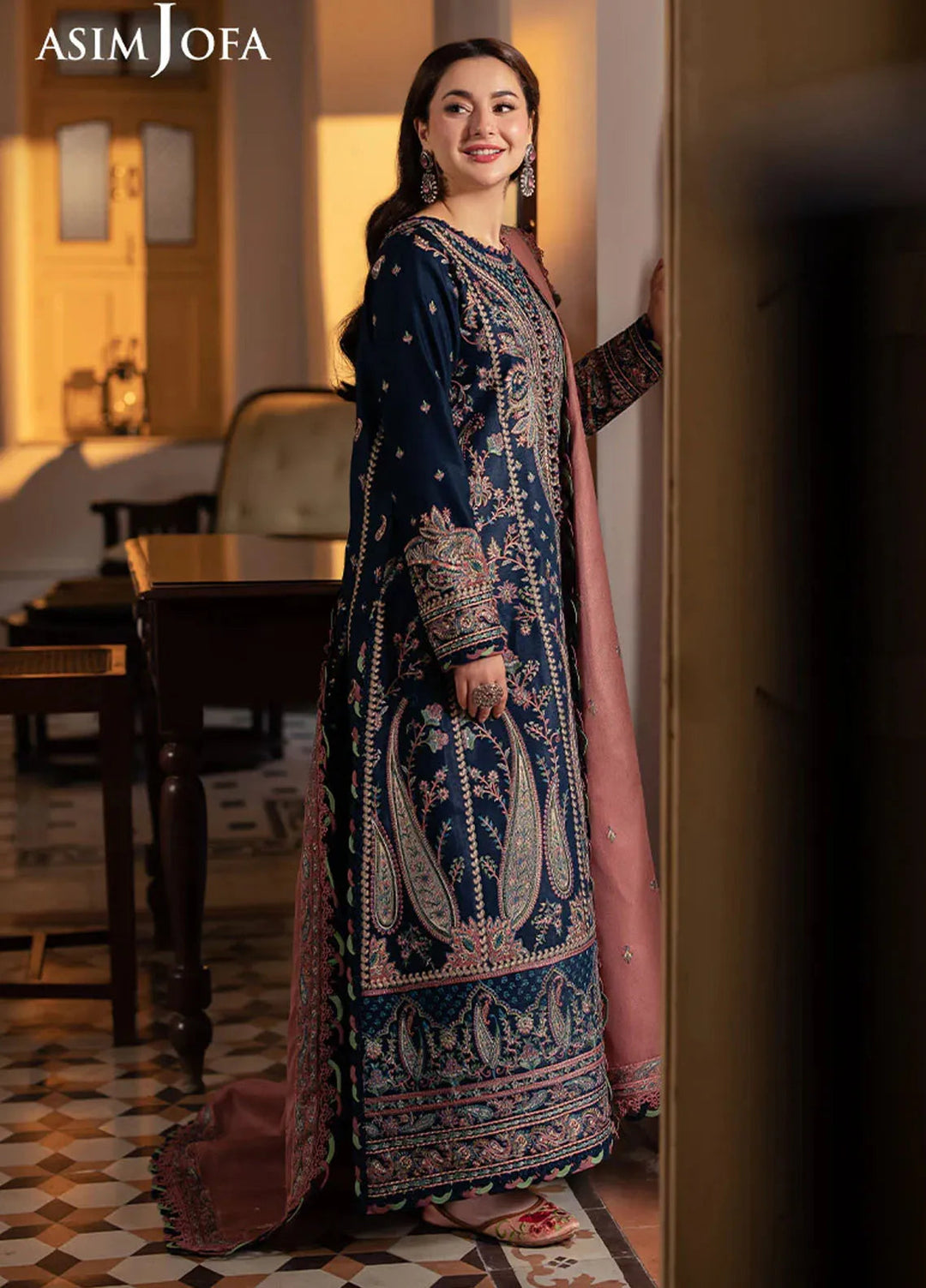 Pashmina by Asim Jofa Embroidered Self Twill Suits Unstitched 3 Piece AJ24PW AJKI-03 - Winter Collection