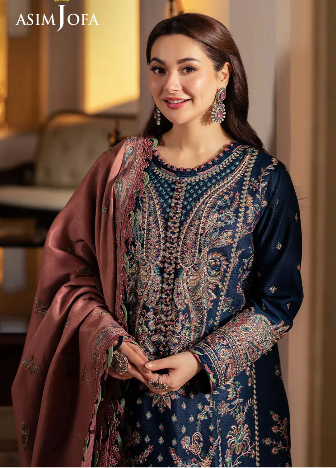 Pashmina by Asim Jofa Embroidered Self Twill Suits Unstitched 3 Piece AJ24PW AJKI-03 - Winter Collection