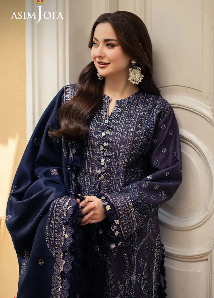 Pashmina by Asim Jofa Embroidered Self Twill Suits Unstitched 3 Piece AJ24PW AJKI-05 - Winter Collection