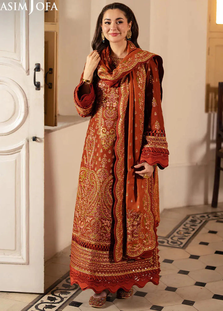 Pashmina by Asim Jofa Embroidered Self Twill Suits Unstitched 3 Piece AJ24PW AJKI-07 - Winter Collection