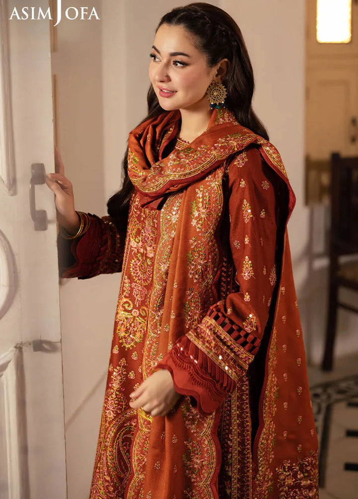 Pashmina by Asim Jofa Embroidered Self Twill Suits Unstitched 3 Piece AJ24PW AJKI-07 - Winter Collection