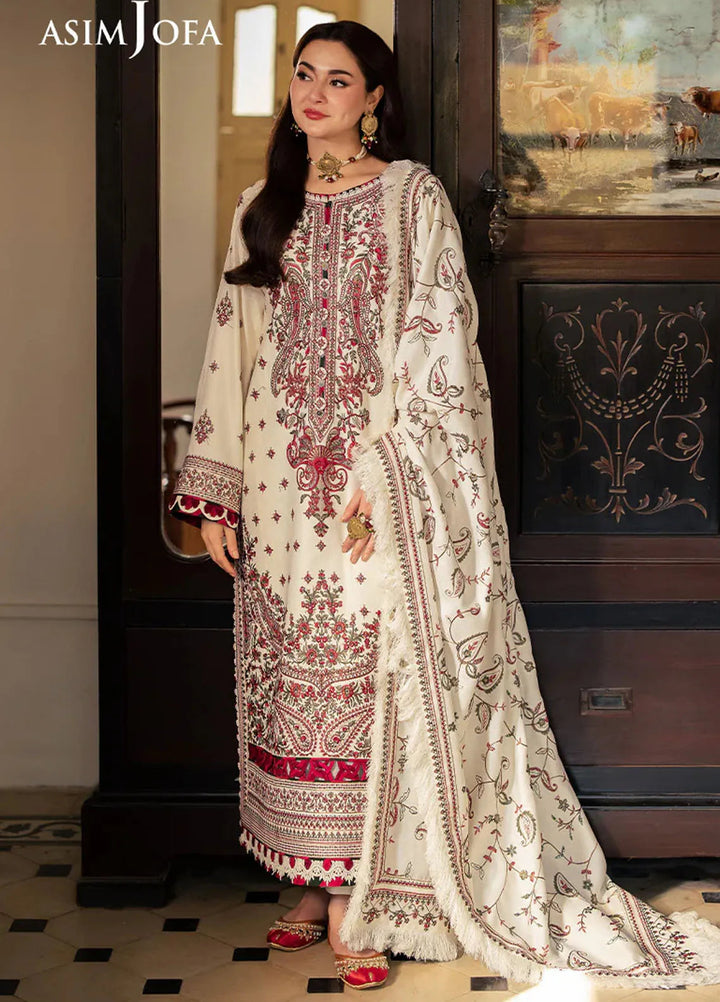 Pashmina by Asim Jofa Embroidered Self Twill Suits Unstitched 3 Piece AJ24PW AJKI-08 - Winter Collection