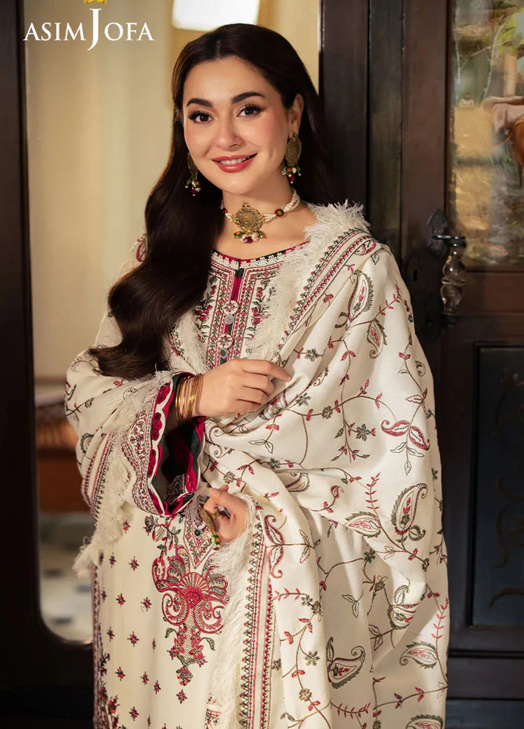 Pashmina by Asim Jofa Embroidered Self Twill Suits Unstitched 3 Piece AJ24PW AJKI-08 - Winter Collection