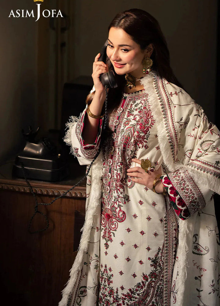 Pashmina by Asim Jofa Embroidered Self Twill Suits Unstitched 3 Piece AJ24PW AJKI-08 - Winter Collection