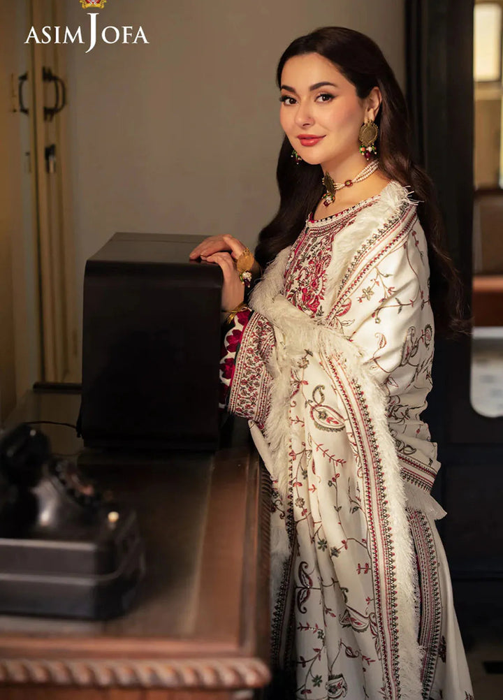 Pashmina by Asim Jofa Embroidered Self Twill Suits Unstitched 3 Piece AJ24PW AJKI-08 - Winter Collection