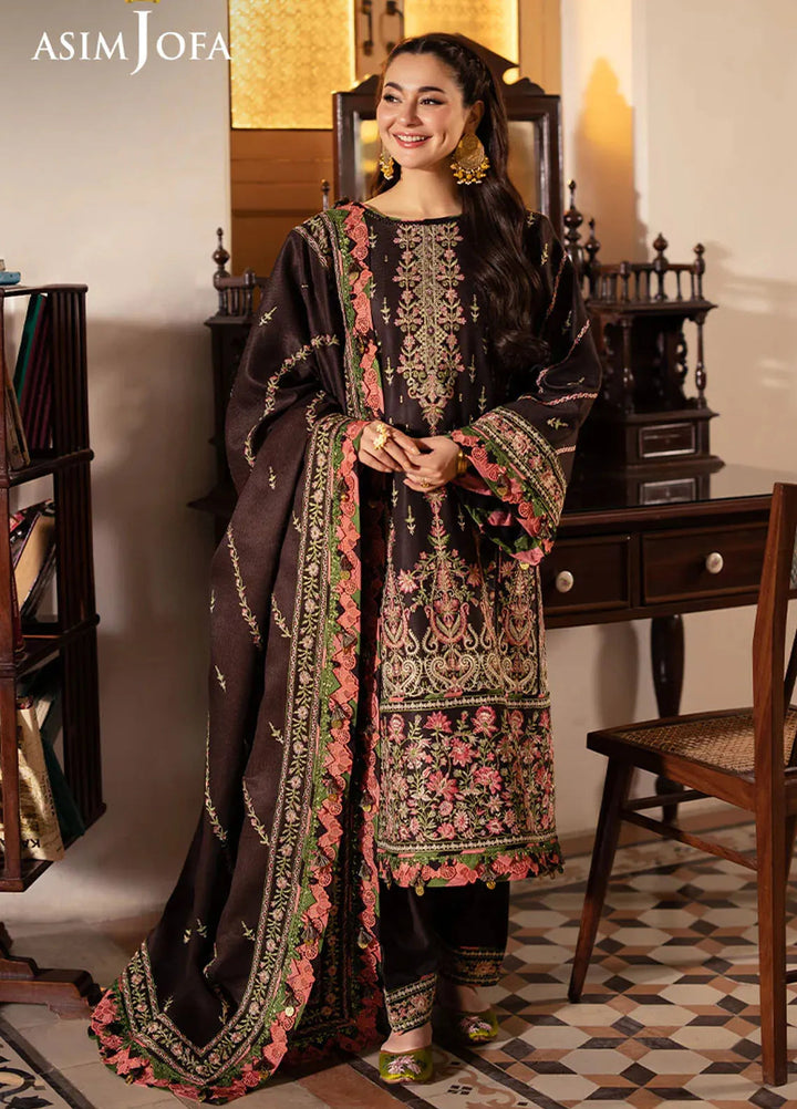 Pashmina by Asim Jofa Embroidered Self Twill Suits Unstitched 3 Piece AJ24PW AJKI-09 - Winter Collection
