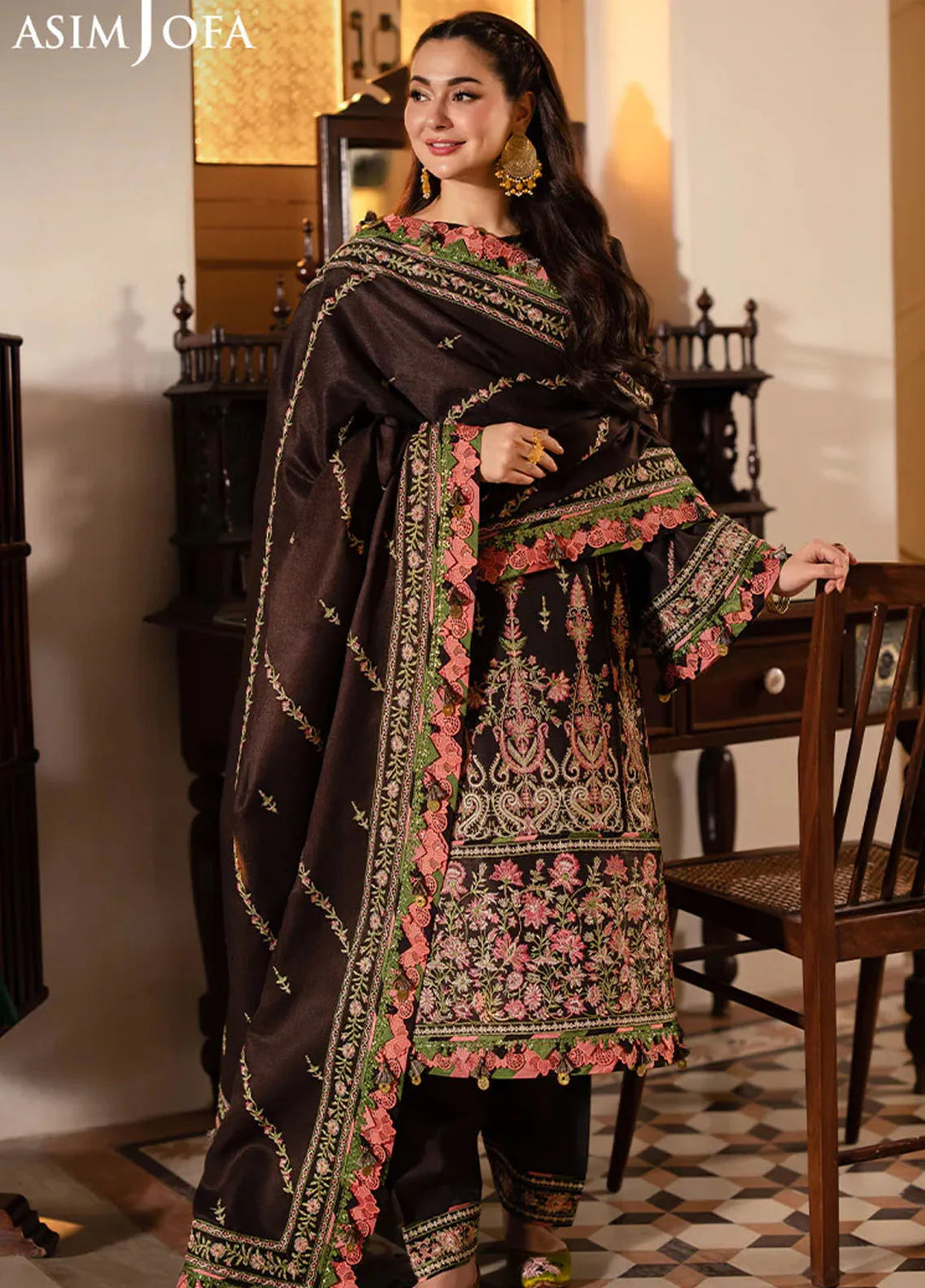 Pashmina by Asim Jofa Embroidered Self Twill Suits Unstitched 3 Piece AJ24PW AJKI-09 - Winter Collection