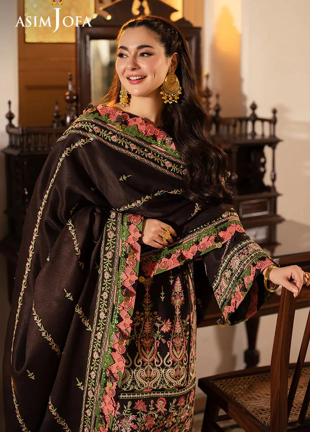Pashmina by Asim Jofa Embroidered Self Twill Suits Unstitched 3 Piece AJ24PW AJKI-09 - Winter Collection
