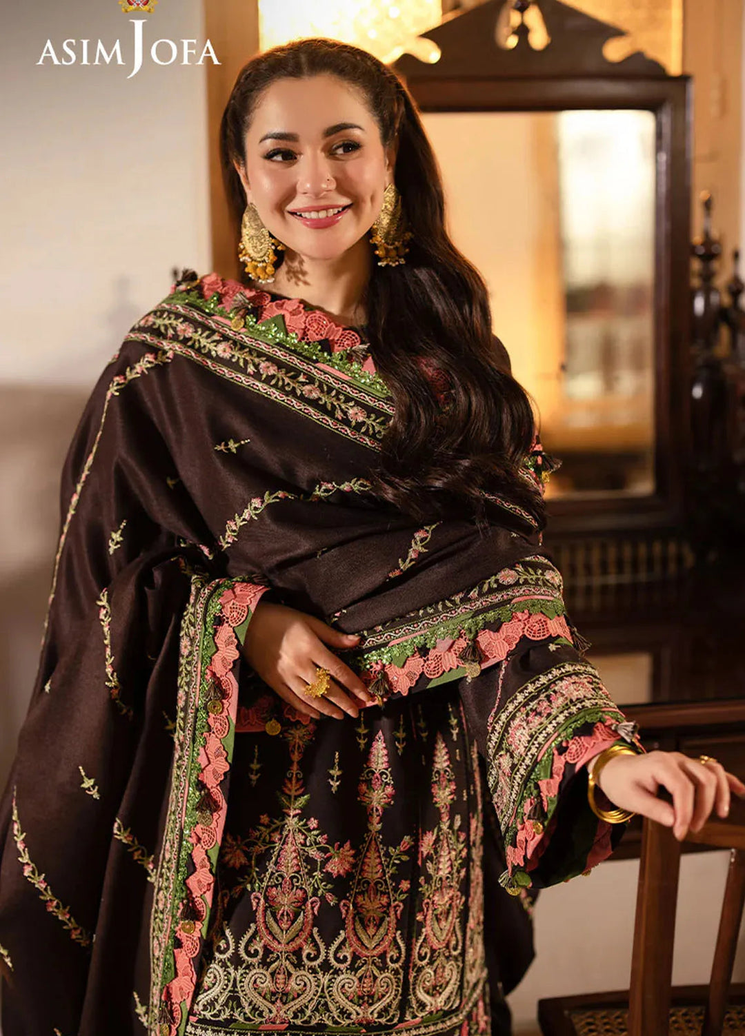 Pashmina by Asim Jofa Embroidered Self Twill Suits Unstitched 3 Piece AJ24PW AJKI-09 - Winter Collection