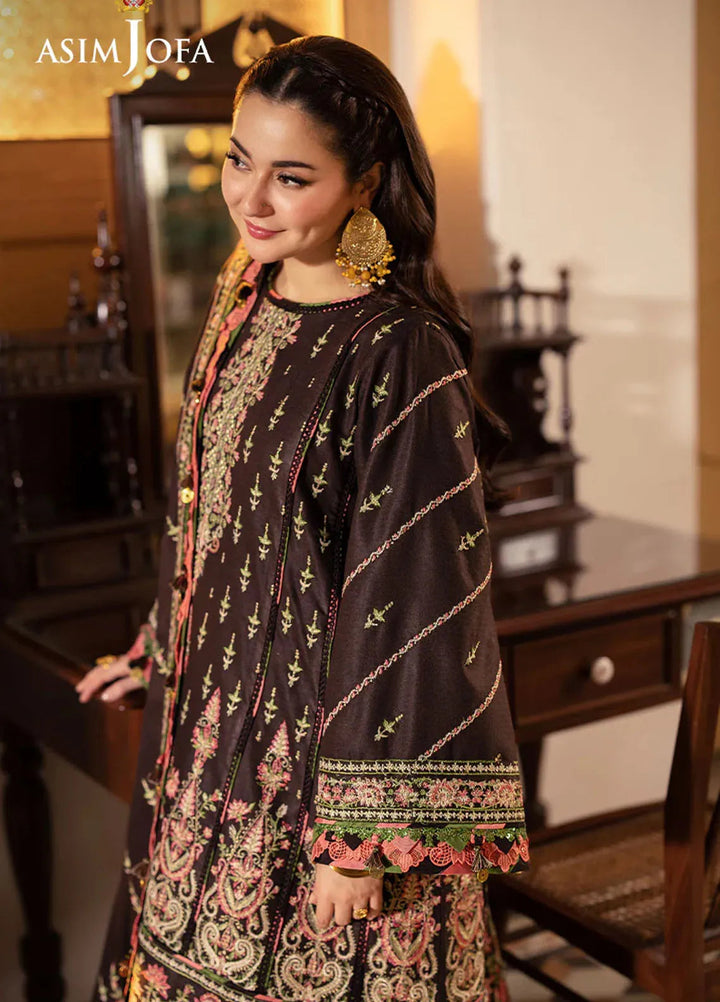 Pashmina by Asim Jofa Embroidered Self Twill Suits Unstitched 3 Piece AJ24PW AJKI-09 - Winter Collection