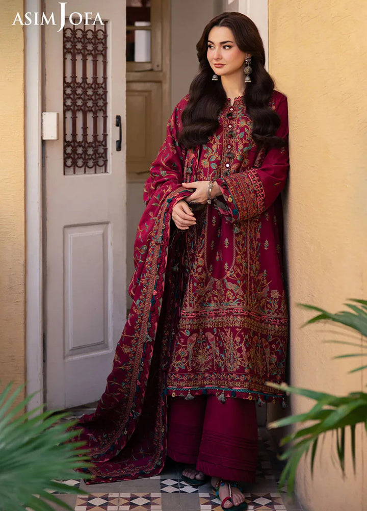 Pashmina by Asim Jofa Embroidered Self Twill Suits Unstitched 3 Piece AJ24PW AJKI-10 - Winter Collection