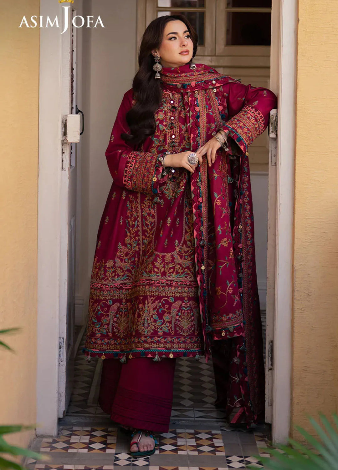 Pashmina by Asim Jofa Embroidered Self Twill Suits Unstitched 3 Piece AJ24PW AJKI-10 - Winter Collection