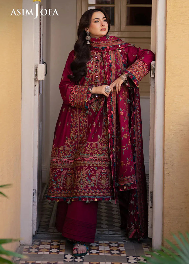 Pashmina by Asim Jofa Embroidered Self Twill Suits Unstitched 3 Piece AJ24PW AJKI-10 - Winter Collection