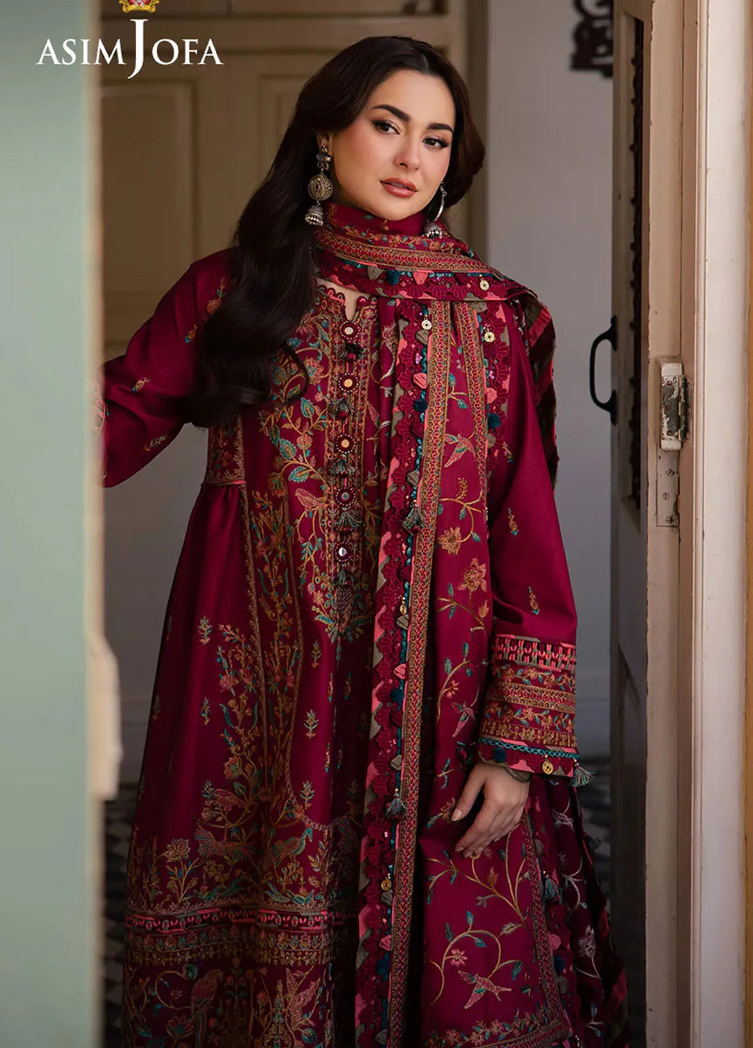 Pashmina by Asim Jofa Embroidered Self Twill Suits Unstitched 3 Piece AJ24PW AJKI-10 - Winter Collection