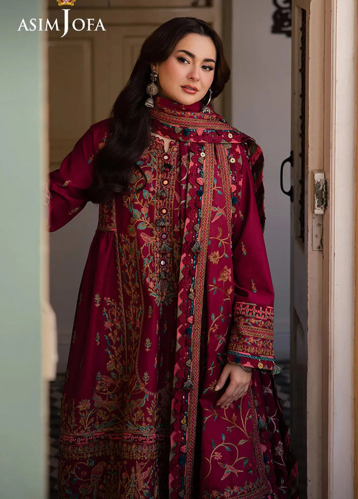 Pashmina by Asim Jofa Embroidered Self Twill Suits Unstitched 3 Piece AJ24PW AJKI-10 - Winter Collection