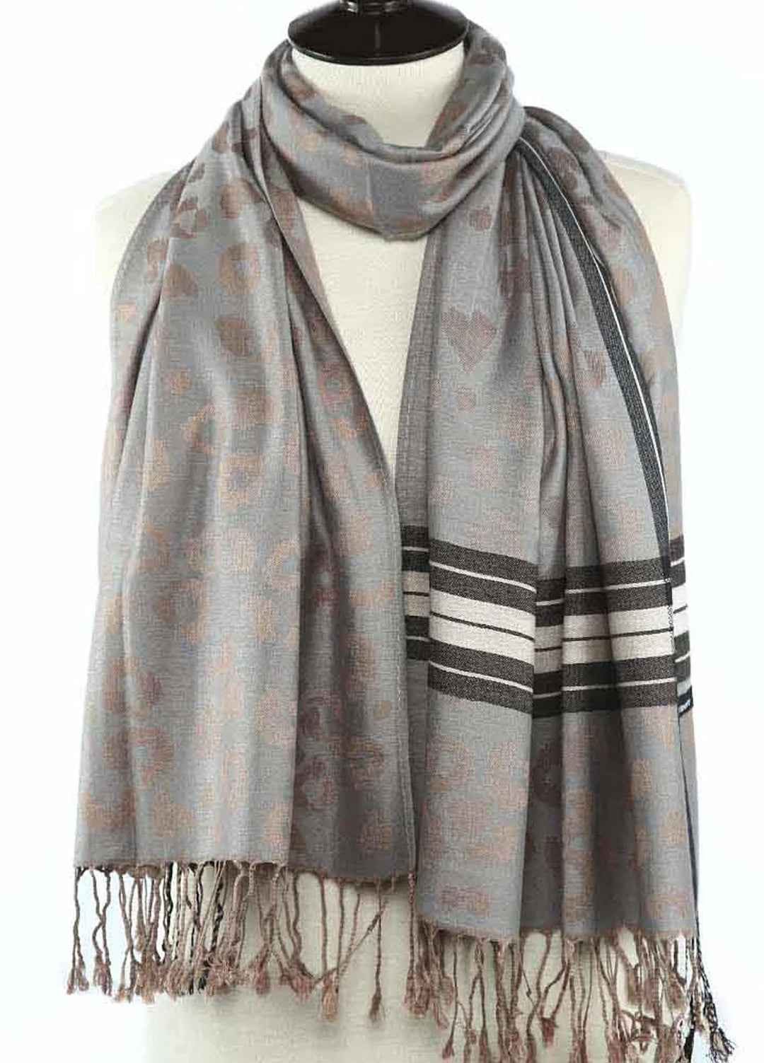 Abaya pk  Cashmere  Hijab ABA22HB SILVER JACQUARD CASHMERE - Pashmina Hijabs