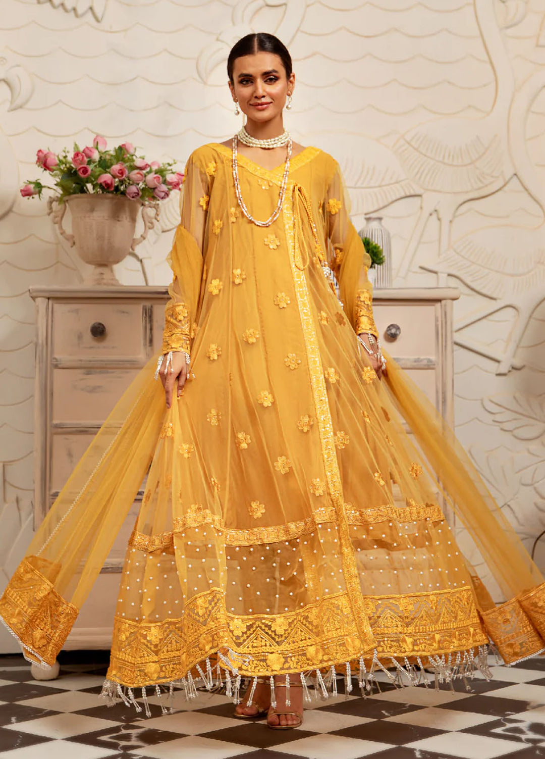 Pashmire Pret Embroidered Net 3 Piece Suit Zarnish