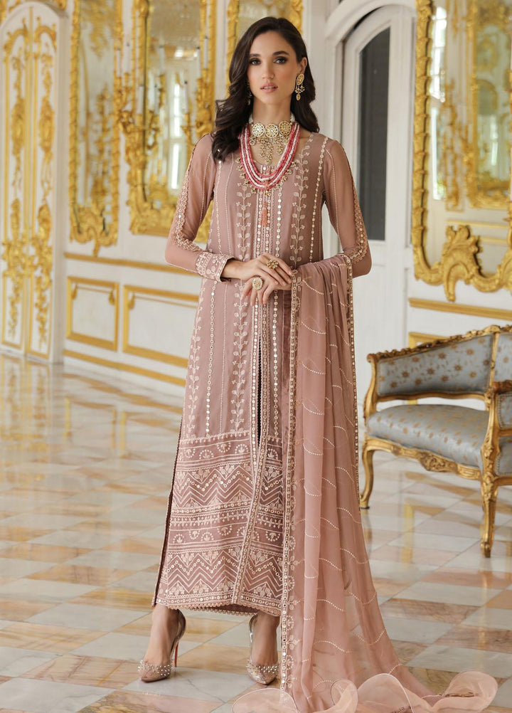 Merakish By Shahzeb Textiles Embroidered Chiffon Suits Unstitched 3 Piece ST23MK-V9 Pastel Pink - Luxury Collection