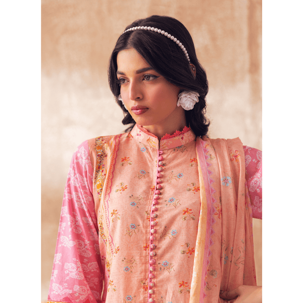 Liyana by Mashra RTW Printed Lawn 3 Piece Suit Peach Pearl Casual Collection