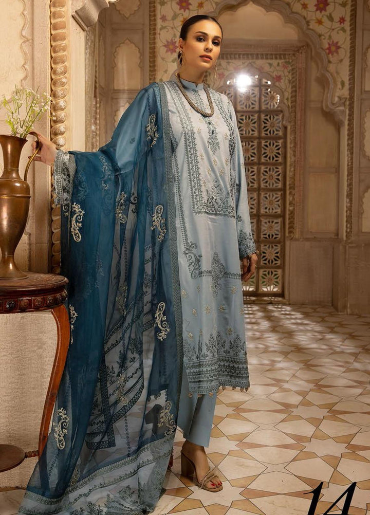 Pearl By Riaz Arts Embroidered Lawn Suits Unstitched 3 Piece RA22P 14 - Eid Collection