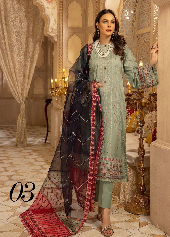 Pearl By Riaz Arts Embroidered Lawn Suits Unstitched 3 Piece RA22P 03 - Eid Collection
