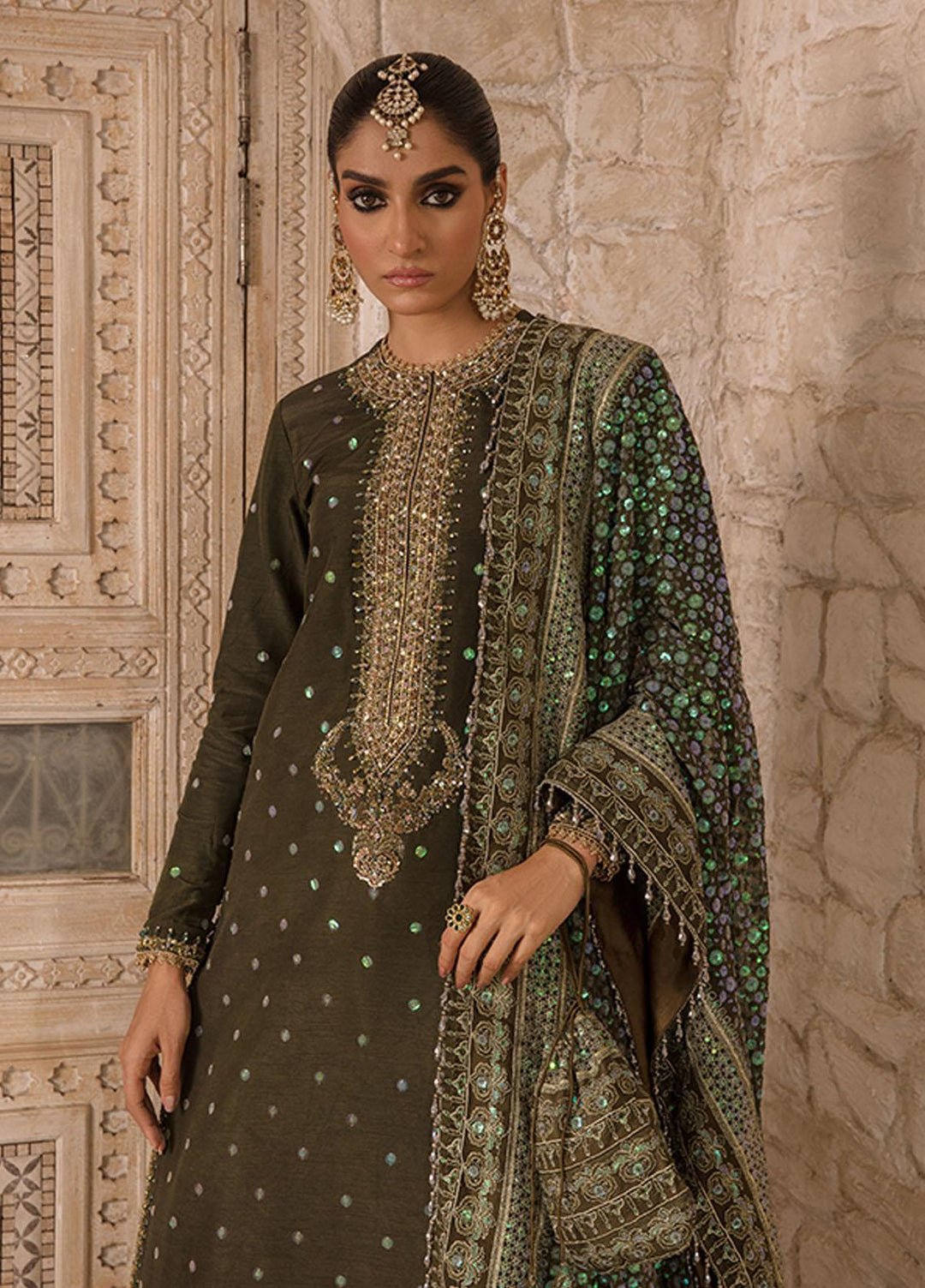 Saffron Pret Embroidered  3 Piece Suit 01 Cardinal Classic